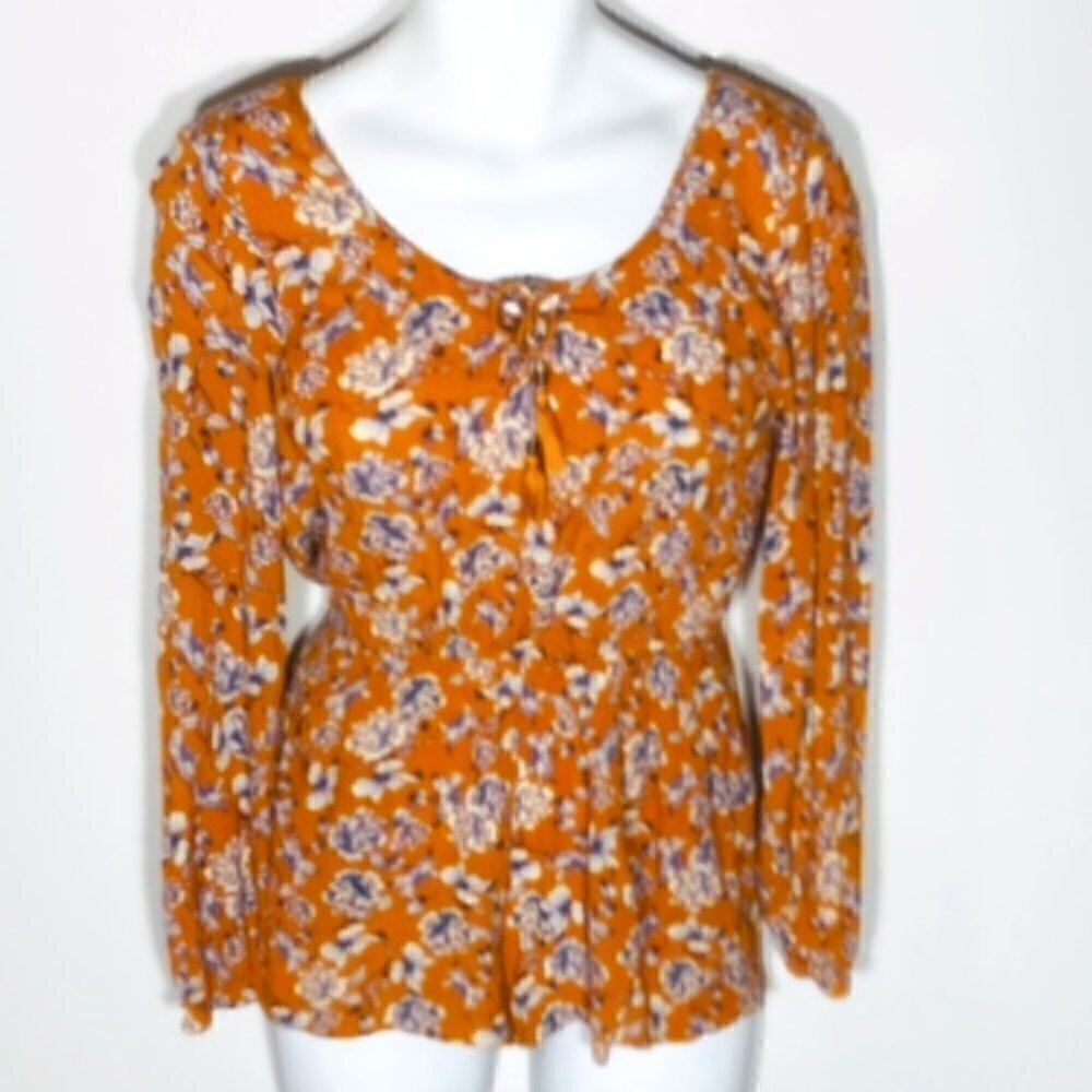 Aeropostale SZ6 Orange Peasant Romper Boho Cottage Romantic Feminine Western